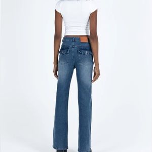 NWT Princess Polly Carballo Flare Jeans Mid Wash Denim